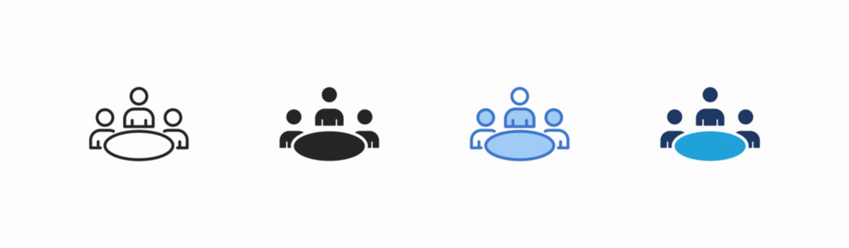 Set of meeting icon collection in multiple style. Icon suitable for web and mobile application