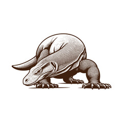 Vintage style illustration of a triceratops dinosaur © Mdekramul