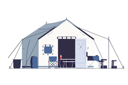 Medical Aid Station in a Refugee Camp isolated