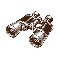 Vintage style binoculars illustration on white background
