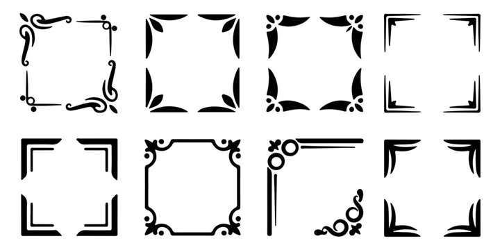 Geometric Frame Borders Hand-Drawn Elements Vector Set, Vector illustration of a set of hand drawn frame border shape design.
