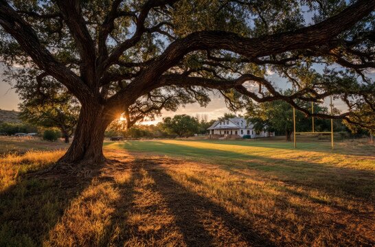 Golden Hour Under the Oak Tree Canopy