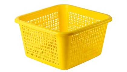 Bright Yellow Plastic Basket for Storage and Organization.