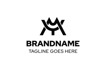 Letters MY Monogram Logo, suitable for any business with YM or MY initials