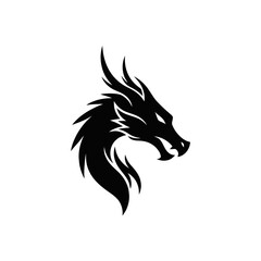 Fototapeta premium Vector illustration of a wolf's head profile with flowing mane, symbolizing ferocity and freedom in a minimalist design
