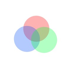 Three overlapping circles in pink, blue, and mint form a calm, abstract Venn diagram.