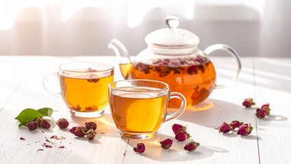 Tea Ritual with Dried Pink Rose Buds