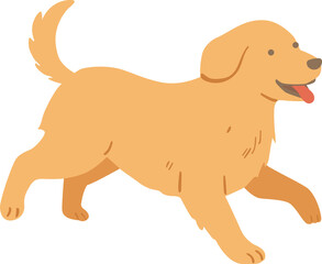 Fototapeta premium Cute Golden Retriever Dog Running - Happy Pet Vector Illustration