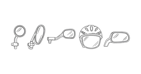 Bicycle safety gear and mirrors illustration for cyclists