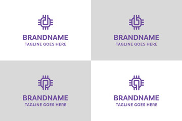 Letter P B D Q Chip Technology Logo, symbolizing innovation, precision, and digital intelligence