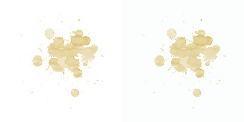 Collection of realistic brown watercolor ink stains and splatters, isolated on white, for unique grunge and organic designs