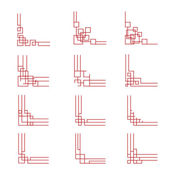 Red geometric corner borders collection