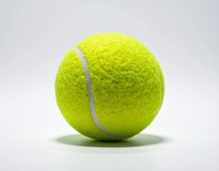 Bright Yellow Tennis Ball on White Surface with Shadow