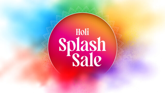 Happy Holi Sale social media feed template. Holi sale advertisement with vibrant colors. Vector illustration of Happy Holi Sale banner template for app and website