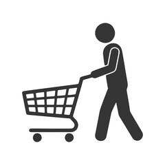 ショッピングカートを押す人物のシルエットアイコン