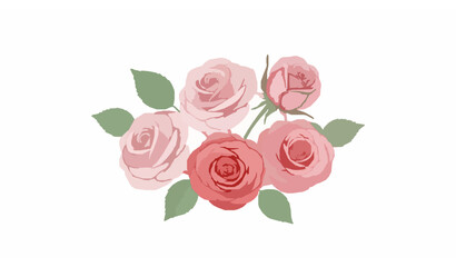 Fototapeta premium Watercolor rose flower bouquet vector for wedding invitation design