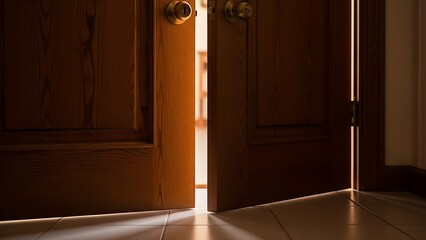 Obraz premium Open door with light shining through.