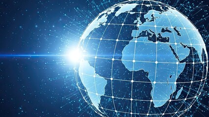 Naklejka premium A digital illustration of the Earth from space with a bright sun shining