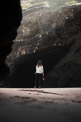 Obraz premium woman among the caves in Portugal, the Algarve