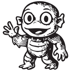Obraz premium Cute Halloween Monster Cartoon Character – Funny Spooky Creature Illustration