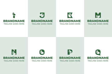 Letter I J K M N O P Q Nuts Logo Set, symbolizing natural energy, sustainability, and organic strength