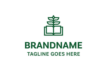 Plant Book Nature Education Logo, symbolizing growth, knowledge, and sustainability