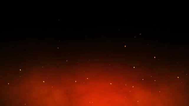 Abstract particles floating slowly in the air on a black and red background 4K Animation.