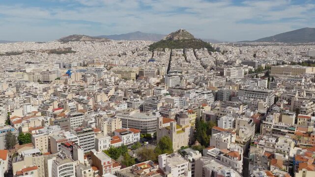 Metropolitan Cathedral of Athens Syntagma square Hellenic Parliament Lycabettus Hill Greece aerial