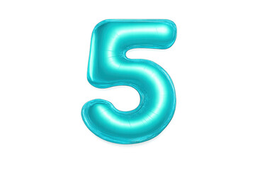 Naklejka premium Turquoise number five foil balloon celebrating anniversary