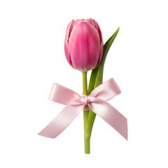 pink tulips on white background