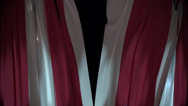 Circus Red and White Striped Curtain Opening Alpha Background