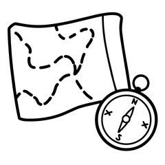 Cute Summer Life Doodle Activities hand drawn black and white outline