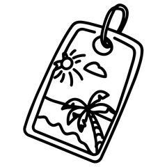 Cute Summer Life Doodle Activities hand drawn black and white outline