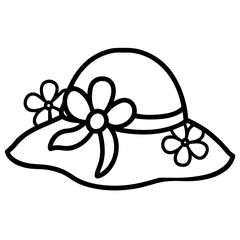 Cute Summer Life Doodle Activities hand drawn black and white outline