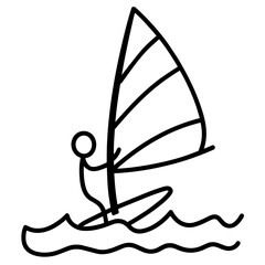 Cute Summer Life Doodle Activities hand drawn black and white outline