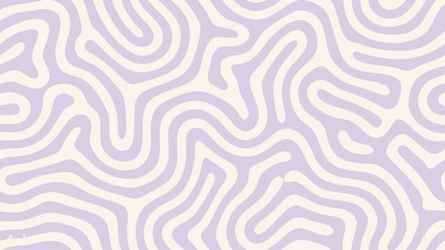 Seamless vector pattern featuring wavy lilac lines on cream background for designs