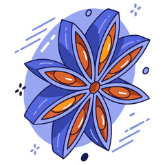 Obraz premium Abstract blue and orange geometric flower with oval petals