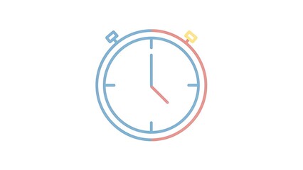Colorful stopwatch illustration with hands.