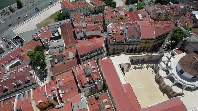 Close view orf historic neighborhoods in Lisbon, Portugal