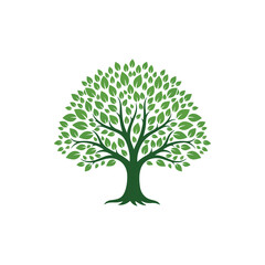 Fototapeta premium Green tree with white leaves isolated on white background minimalist nature illustration growth life ecology vector design