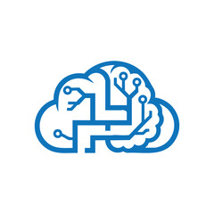 Cloud Computing and Artificial Intelligence Concept with Circuit Board and Brain