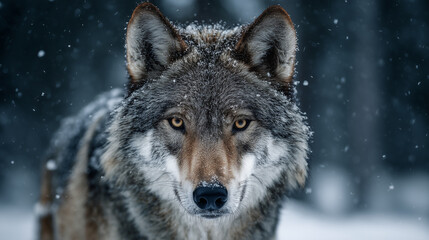 雪に佇むオオカミの姿 / Wolf Standing in Deep Snow