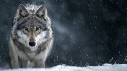 雪に佇むオオカミの姿 / Wolf Standing in Deep Snow