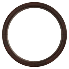 Obraz premium Classic Dark Brown Oval Picture Frame Template with Elegant Wooden Texture and Empty White Copy Space