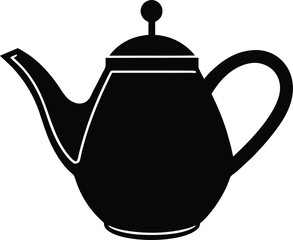 Obraz premium Copper teapot silhouette vector art illustration and minimal black and white design