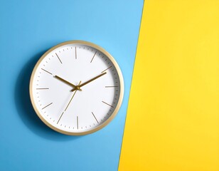 Minimalist Clock on Two-Tone Background - Time Management Concept.