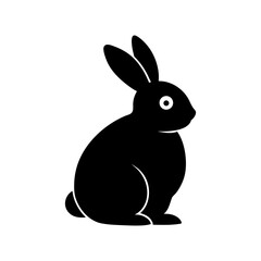 Obraz premium Cute rabbit sitting pose with rounded body animal character design On white Background Line Art Vector illustration