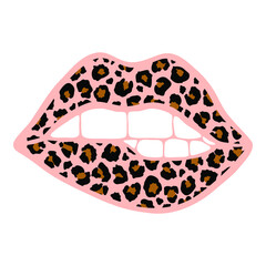 Graphic Illustration of Leopard Print Lips.
