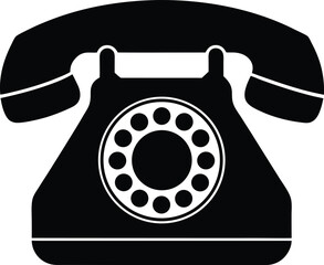 Rotary dial telephone silhouette vector art illustration and minimal black and white design