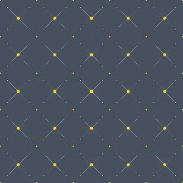Seamless Sputnik Pulse Grey Yellow 1950s Pattern